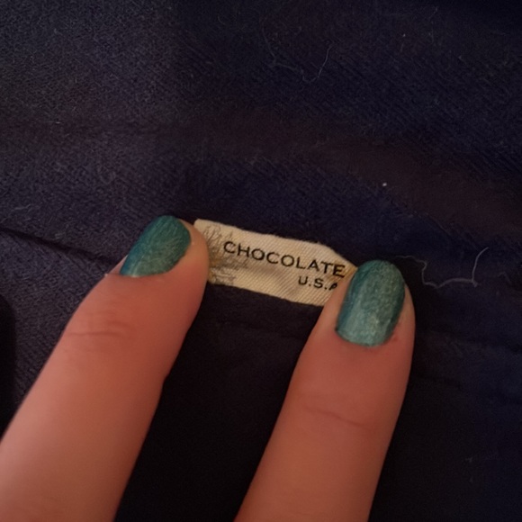 Chocolate U.S.A cute hoodie with red stripe - Picture 2 of 3